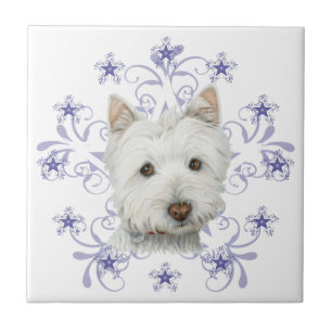 Azulejo De Cerâmica A arte bonito e a neve do cão de Westie do Natal