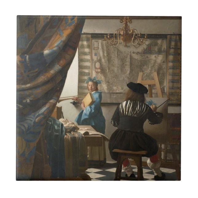 Azulejo De Cerâmica A Arte da Pintura de Johannes Vermeer  (Frente)