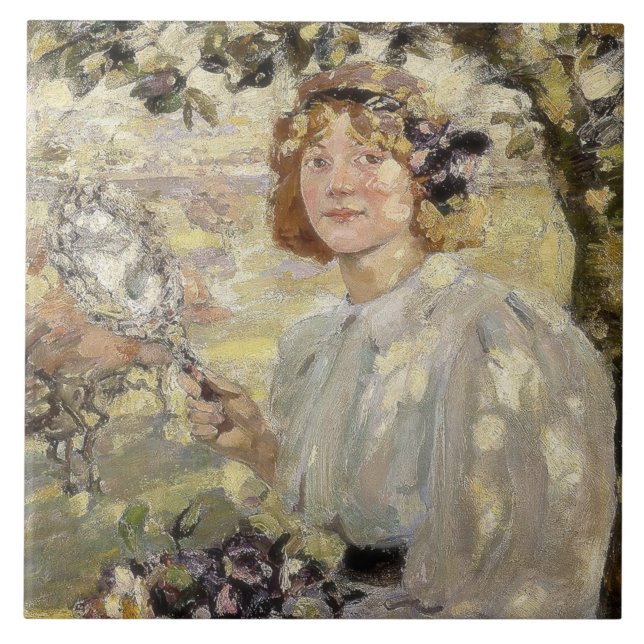 Azulejo De Cerâmica A Árvore Apple (por Bessie MacNicol) (Frente)