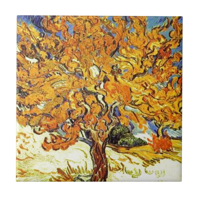Azulejo De Cerâmica A Árvore de Morango, Vincent Van Gogh (Frente)