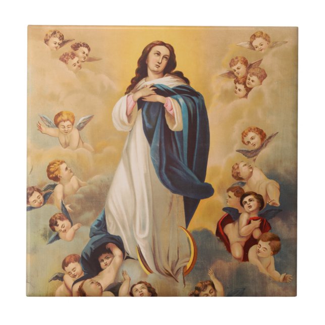Azulejo De Cerâmica A Assunção da Virgem Maria (Frente)
