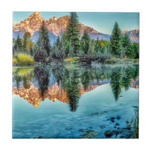 Azulejo De Cerâmica A aterragem de Schwabacher e a lagoa do castor