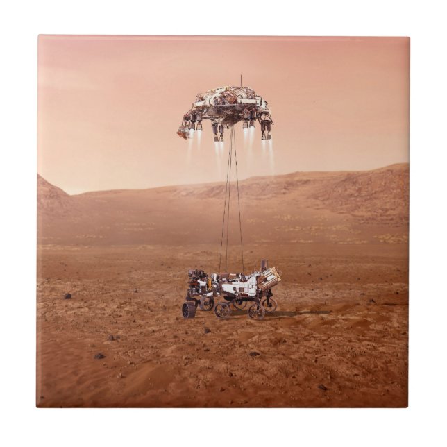 Azulejo De Cerâmica A Aterrissagem De Perseverança Em Marte. (Frente)