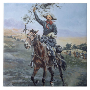 Azulejo De Cerâmica "A Bandeira da Paz" por Frederic Remington