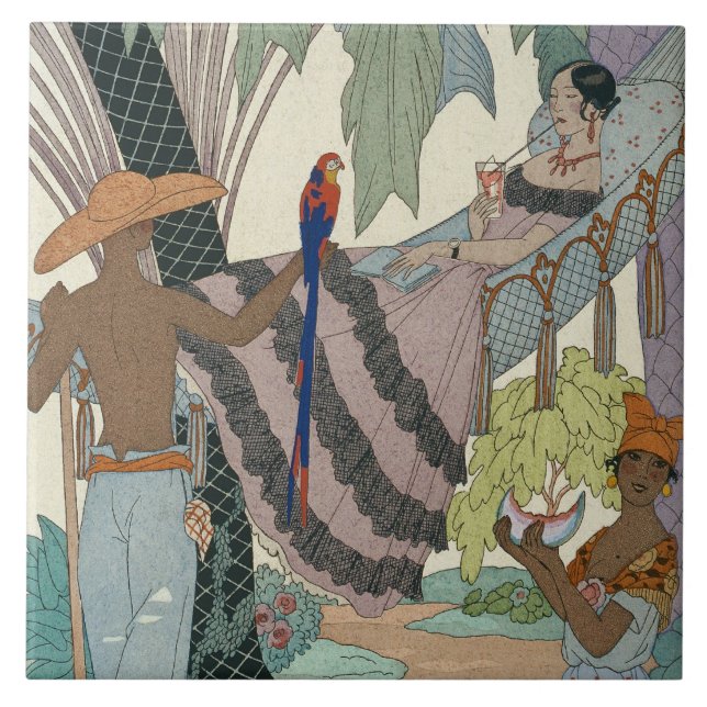 Azulejo De Cerâmica A beleza inativa (impressão do pochoir) (Frente)