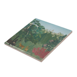 Azulejo De Cerâmica A Cachoeira de Henri Rousseau, Arte Fino Antigo
