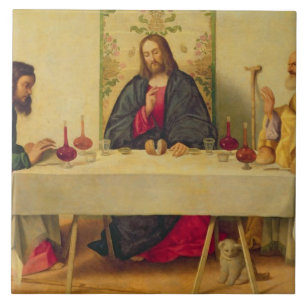 Azulejo De Cerâmica A ceia em Emmaus, 1520 (óleo em canvas)