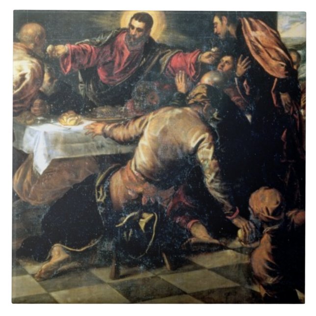 Azulejo De Cerâmica A ceia em Emmaus (óleo em canvas) (Frente)