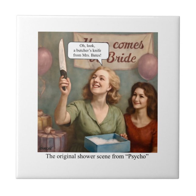 Azulejo De Cerâmica A cena original do chuveiro de Psycho. (Frente)