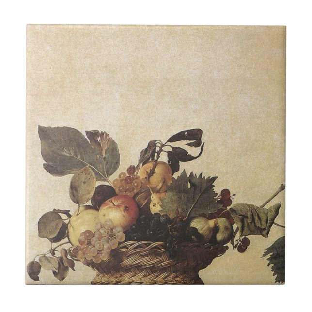 Azulejo De Cerâmica A cesta de Caravaggio da fruta (Frente)