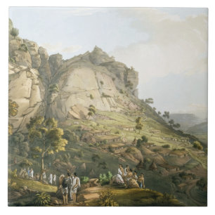 Azulejo De Cerâmica A cidade de Abha em Abyssinia, gravada por J. Bluc