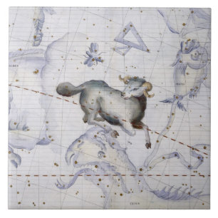 Azulejo De Cerâmica A constelação de Aries, chapeia 4 'do atlas Coel