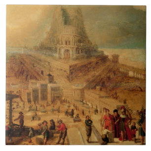 Azulejo De Cerâmica A construção da torre de Babel (painel)