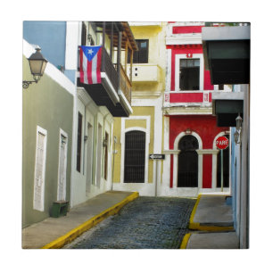 Azulejo De Cerâmica a cor de San Juan velho Puerto Rico