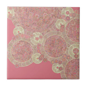 Azulejo De Cerâmica a cor floral do teste padrão cor-de-rosa abstrato