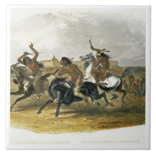 Azulejo De Cerâmica A corrida de cavalos de indianos de Sioux aproxima