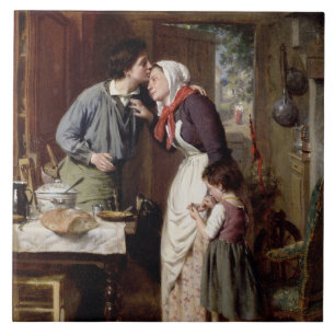 Azulejo De Cerâmica A devoção de um filho, 1868 (óleo em canvas)