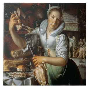 Azulejo De Cerâmica A empregada doméstica da cozinha (com cristo, Mar