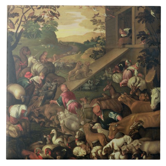 Azulejo De Cerâmica A entrada dos animais na arca (Frente)