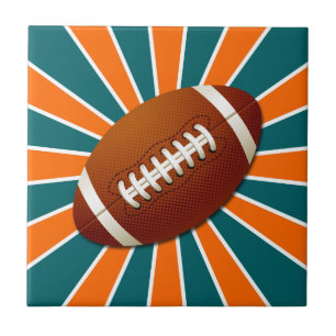 Azulejo De Cerâmica A equipe colore o futebol retro da laranja e da