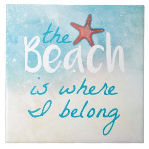 Azulejo De Cerâmica A estrela do mar coral com a praia é onde eu