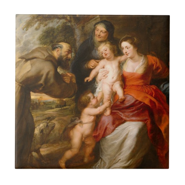 Azulejo De Cerâmica A família santamente com santos (Frente)