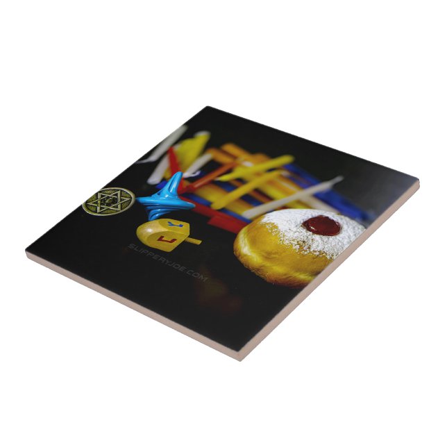 Azulejo De Cerâmica A feliz estrela Chanucá de David do SlipperyJoe me (Lateral)