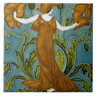 Azulejo De Cerâmica A Flora Art Nouveau de Walter Crane