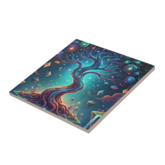 Azulejo De Cerâmica "A Floresta Fantástica - Viagens Imaginárias"