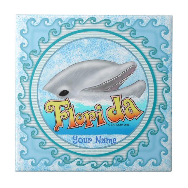 Azulejo De Cerâmica A Florida Dolphin (Frente)