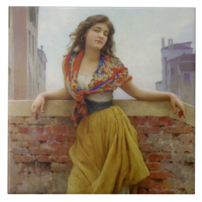 Azulejo De Cerâmica A Garota Transportadora de Água (Frente)