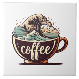 Azulejo De Cerâmica A Grande Onda De Café