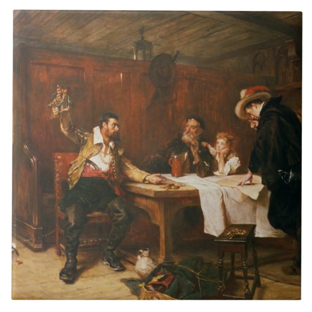 Azulejo De Cerâmica A história do corsário (óleo em canvas) (Frente)