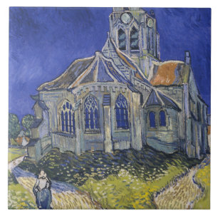 Azulejo De Cerâmica A Igreja em Auvers por Vincent van Gogh