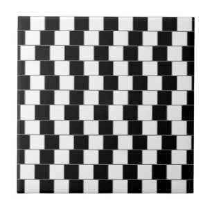 Azulejo De Cerâmica A ilusão óptica alinha o preto dos quadrados
