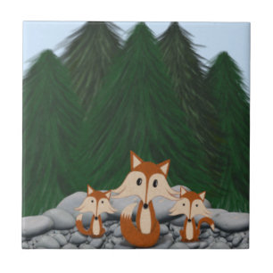 Azulejo De Cerâmica A Ilustração da Família Fox