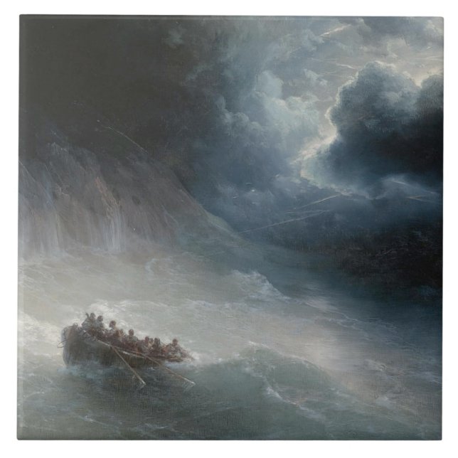 Azulejo De Cerâmica A ira dos mares (por Ivan Aivazovsky) (Frente)