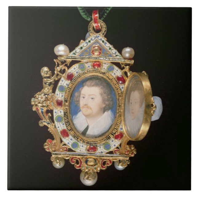 Azulejo De Cerâmica A jóia de Gresley, com os retratos diminutos do (Frente)