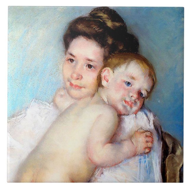 Azulejo De Cerâmica A Jovem Mãe, Cassatt (Frente)