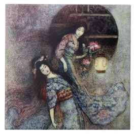 Azulejo De Cerâmica “A Lanterna Peônia” por Warwick Goble