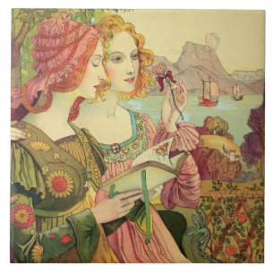 Azulejo De Cerâmica A legenda dourada, 1897, de "L'Estampe moderno",