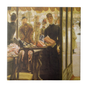 Azulejo De Cerâmica A Loja Rapariga por James Tissot, Arte Fino Vitori