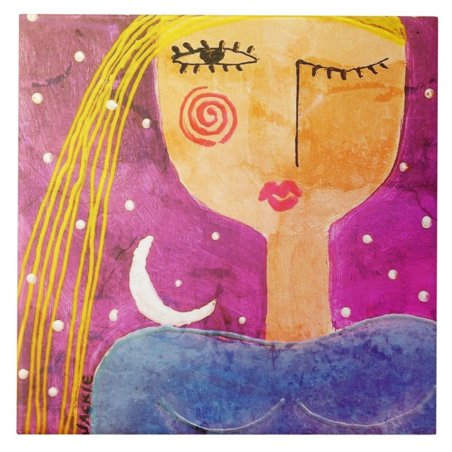 Azulejo De Cerâmica A Lua Me Disse Abstrato Art (Frente)