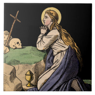 Azulejo De Cerâmica A Magdalen Penitente Rezando