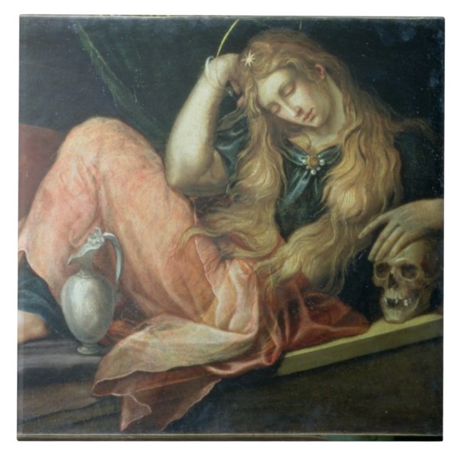 Azulejo De Cerâmica A Magdalene (óleo em canvas) (Frente)