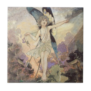 Azulejo De Cerâmica “A Magia da Teia de Aranha” Arte de Fadas por Char