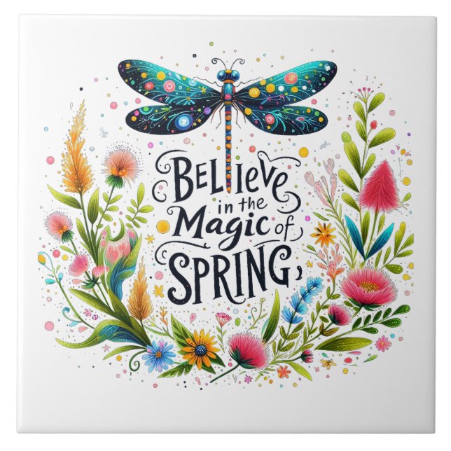 Azulejo De Cerâmica A Magia do Primavera floral (Frente)