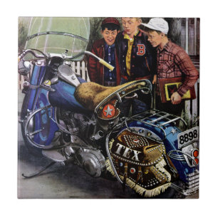 Azulejo De Cerâmica A motocicleta de Tex