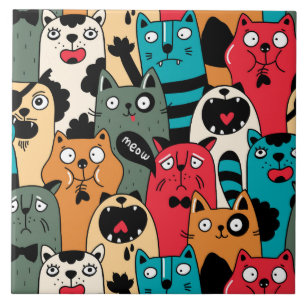 Azulejo De Cerâmica A multidão de gatos