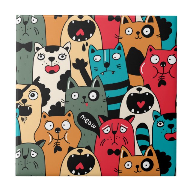 Azulejo De Cerâmica A multidão de gatosA multidão de gatos (Frente)